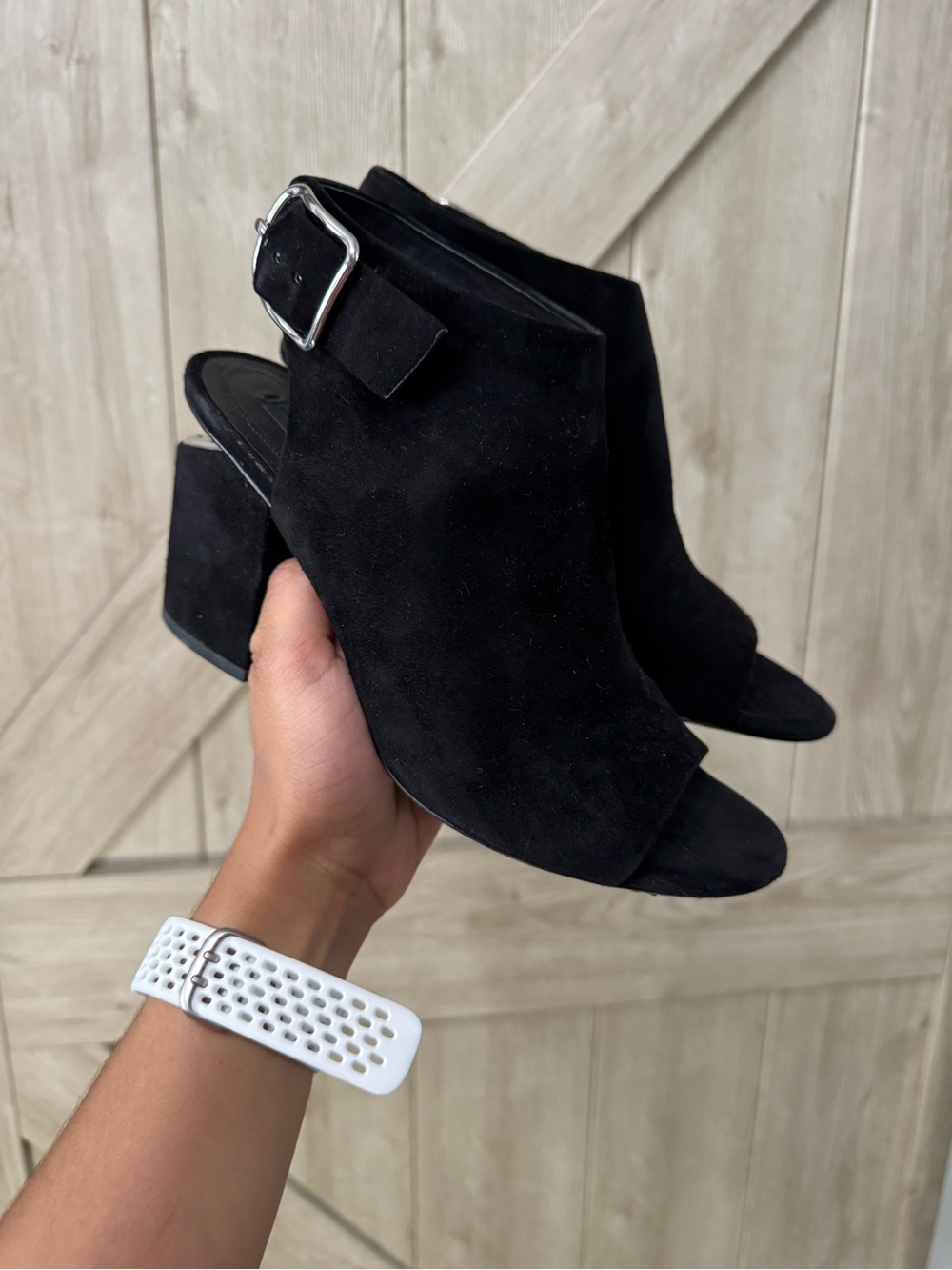 Alexander Wang Nadia Black Suede Peep Toe Booties - 8